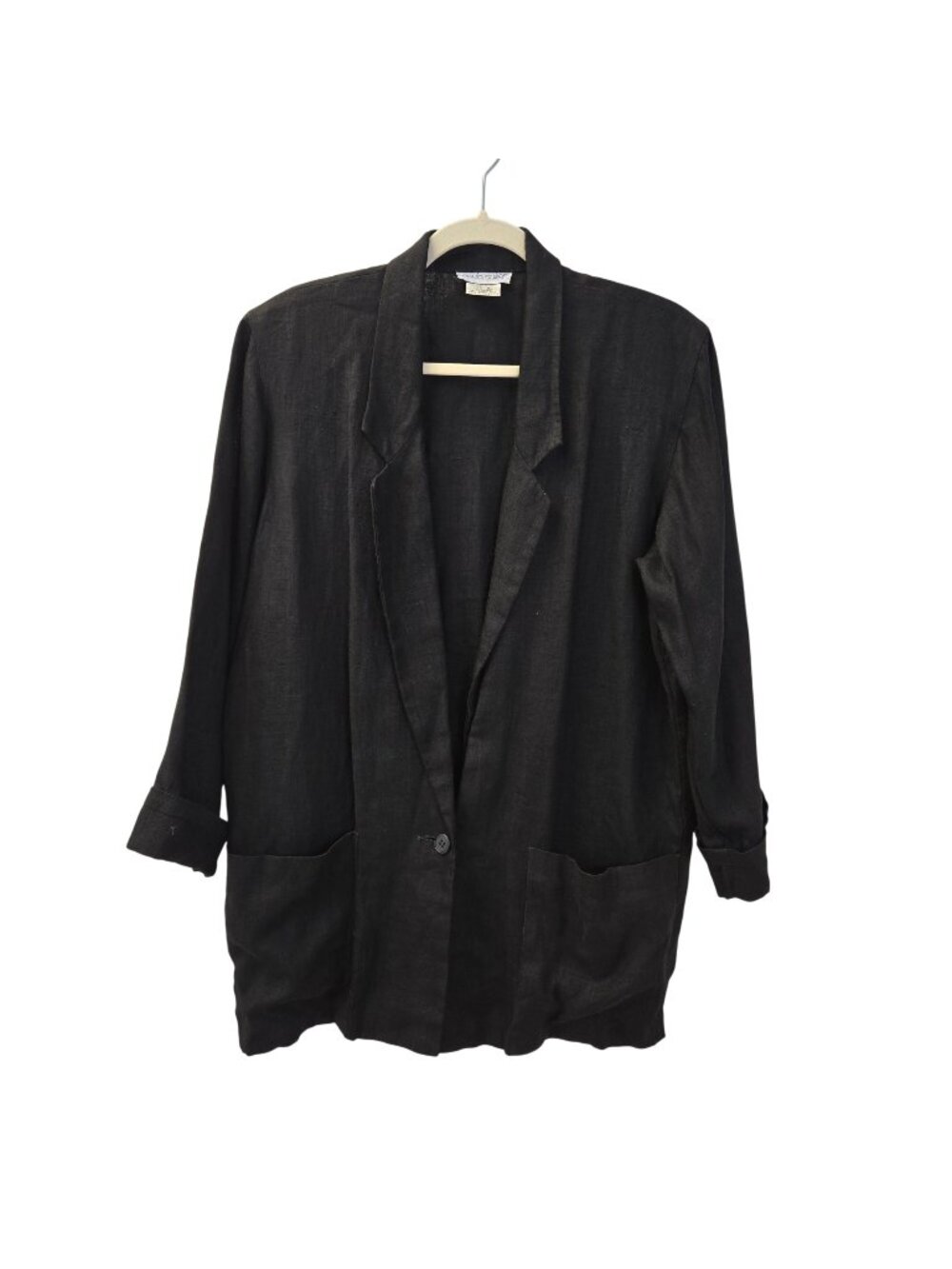 Paula Saker 100% Linen One Button Longline 3/4 Sleeve Blazer Size 8